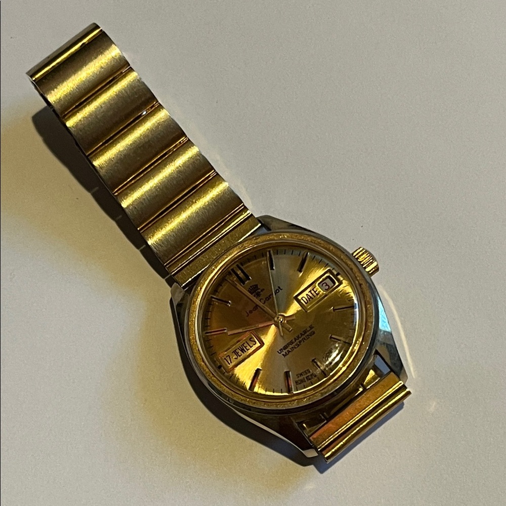 Vintage Gold Jean Cardot 17-jewel mechanical wristwatch